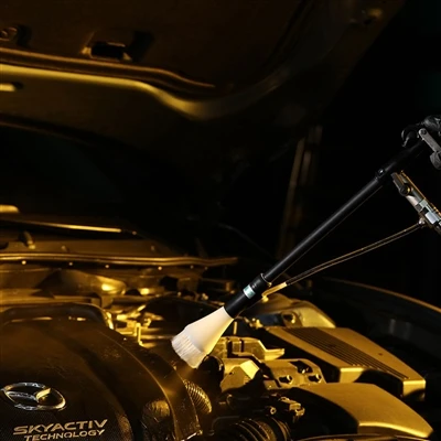 What protection should be done before cleaning the engine compartment